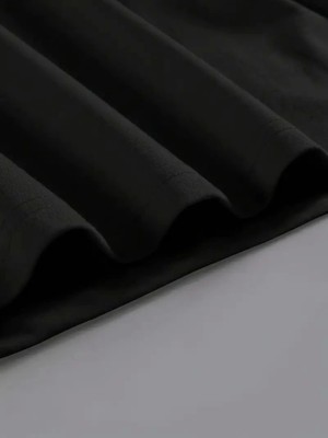 Modaurul Baskılı Oversize Bisiklet Yaka T-Shirt - Siyah