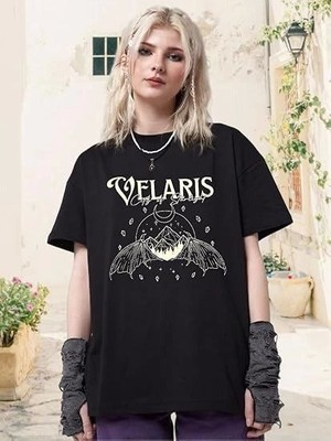 Modaurul Bisiklet Yaka Baskılı T-Shirt - Siyah