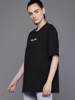 Modaurul Baskılı Oversize T-Shirt - Siyah