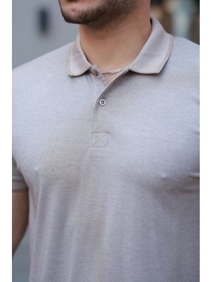 Modaurul Erkek Yakalı Kagi Kumaş Kısa Kollu T-Shirt