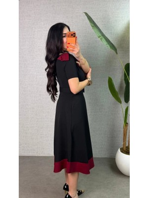 Modaurul Kadın Tek Omuz Fiyonk Detaylı Midi Boy Elbise