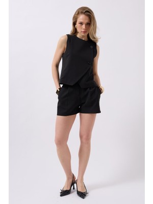 Modaurul Yandan Düğmeli Dokuma Yelek