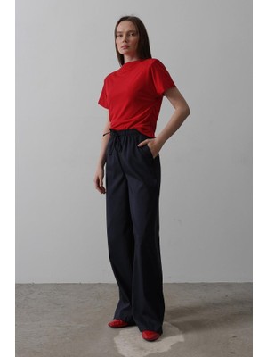 Modaurul Beli Lastikli Bol Paça Pantolon - Lacivert