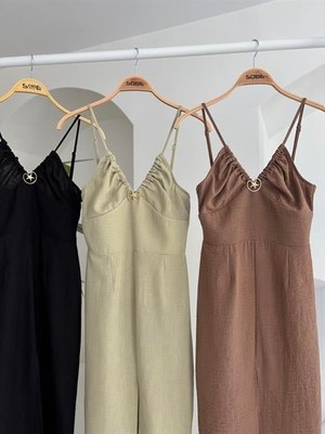 Modaurul Göğsü Aksesuarlı Önü Yırtmaçlı Elbise 2899