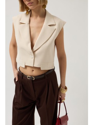 Modaurul Düğme Detay Cepli Yelek