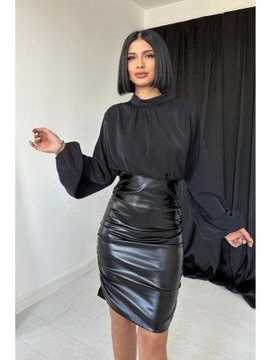 Modaurul Siyah Deri Elbise