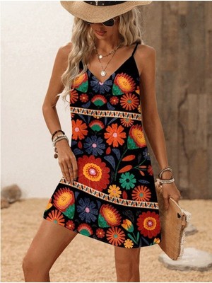 Modaurul Kadın Ip Askılı V Yakalı Süprem Elbise