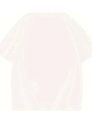 Modaurul Thousand Baskılı Oversize Bisiklet Yaka T-Shirt - Beyaz