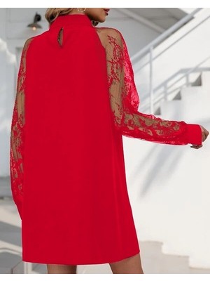 Modaurul Kadın Uzun Kollu Damla Detaylı Sandy Mini Elbise