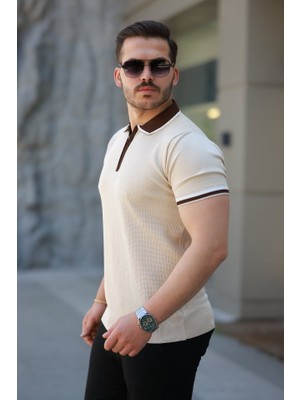 Modaurul Erkek Renkli Yaka Kısa Kollu Tişört