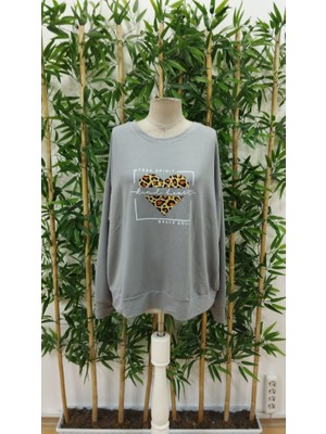 Modaurul Kadın Uzun Kollu Bisiklet Yaka Desenli Viskon Iki Iplik Bluz