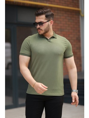 Modaurul Erkek Yakalı Waffle Dokulu Kısa Kollu Tişört