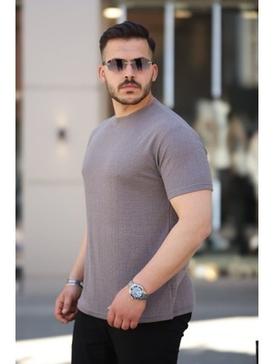 Modaurul Erkek Ağaç Kabuğu Desenli Kısa Kollu T-Shirt