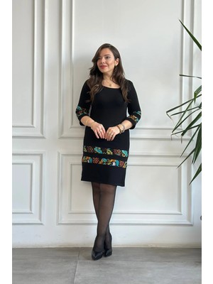 Etek ve Kol Pazen Detaylı Pamuk Elbise