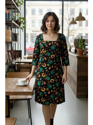 Kare Yaka Pazen Elbise