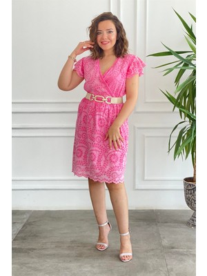 Kruvaze Yaka Fistolu Elbise