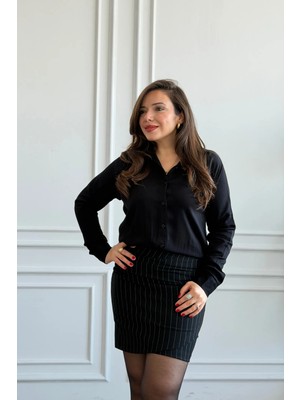 Gömlek Detaylı Scuba Elbise