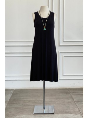 Düz Kolsuz Viscon Elbise