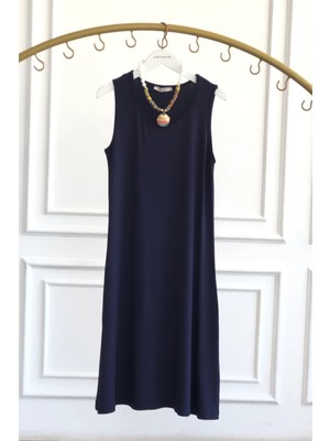 Düz Kolsuz Viscon Elbise