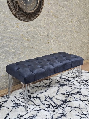 Sevinç Mobilya Krom Tel Ayaklı 90 cm Puf Bench - Puf - Bench - Kasalı Oturak - Oturak - Yatak Ucu Puf