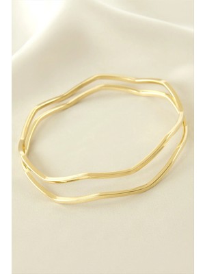 Bijuteri Net 2 Adet Zikzak Ajda Lüks Çelik Bilezik 65*2 mm