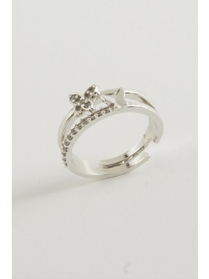 Pileli Store Kelebek Zirkon Taşlı Yüzük