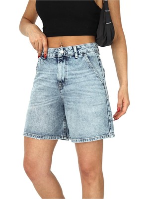 Zeo Basic Kadın Açık Mavi Jean Şort