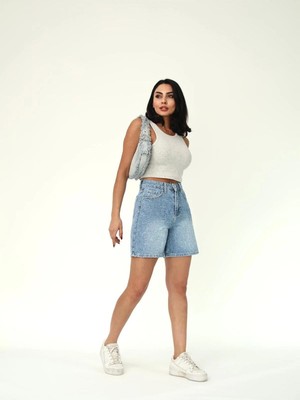 Zeo Basic Eskitme Denim Kumaş Boru Paça Şort