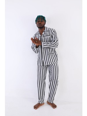 Pileli Store  4007 Uzun Kol Çizgili Gaffur Erkek Pijama Takım