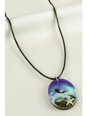 Pileli Store Deniz Yıldızı Oval Epoksi Kolye