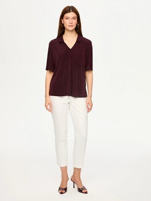 Faik Sönmez Polo Yaka Parlak Görünümlü Kısa Kol T-Shırt S26TSH078