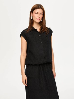 Faik Sönmez Kendinden Dokulu Kolsuz Gömlek S26GML033