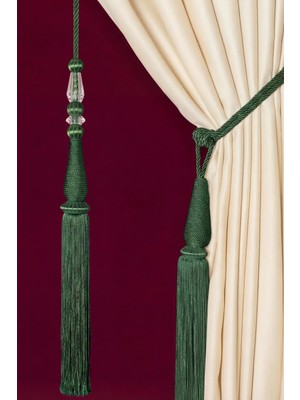 Mefaks Tekstil Damla Model Kordon Sarım Braçol Set Koyu Yeşil (2 Braçol + 1 Sarkıt)