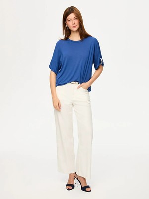 Faik Sönmez Kolu Zincir Şerit Detaylı Yuvarlak Yaka Modallı T-Shırt S26TSH076