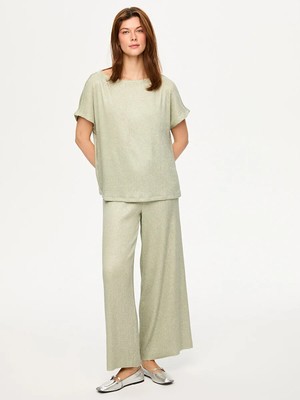 Faik Sönmez Kendinden Simli Kayık Yaka Kısa Kol T-Shırt S26TSH110