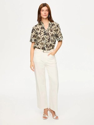 Faik Sönmez Monochrome Desen Kısa Kol Pamuk Vual Gömlek S26GML044