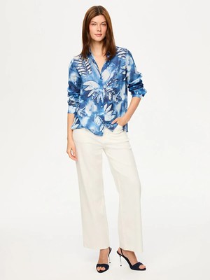 Faik Sönmez Soyut Doğa Desen Uzun Kol Pamuk Vual Gömlek S26GML051