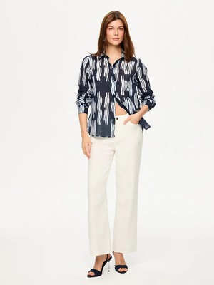 Faik Sönmez Çizgili Desen Uzun Kol Pamuk Vual Gömlek S26GML052