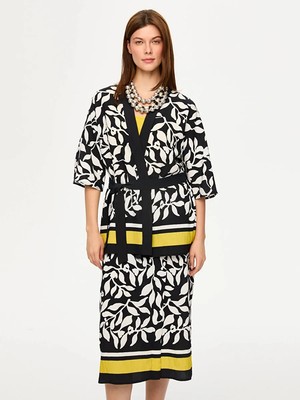 Faik Sönmez Eteği Sulu Monochrome Desen Kimono S26KMN001