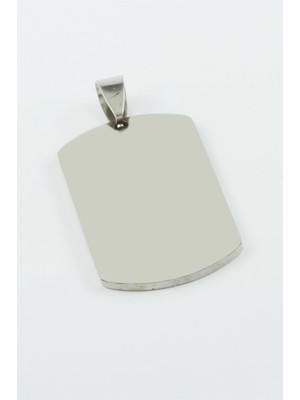 Pileli Store Künye Isim Yazılabilir Çelik Kolye Ucu 2*3,5 cm