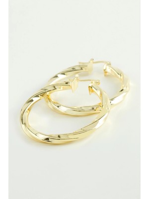 Pileli Store Burgulu Halka Küpe 4,5 cm