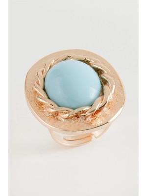 Pileli Store Oval Turkuaz Taşlı Yüzük