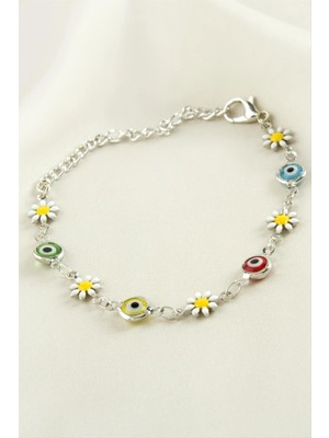 Pileli Store Papatya Nazar Boncuk Mineli Bileklik