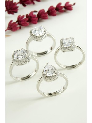 Pileli Store Karışık Lüks Zirkon Taşlı Ciddi Ilişki Yüzüğü