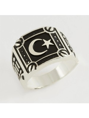 Pileli Store Ay Yıldız Metal Erkek Yüzük