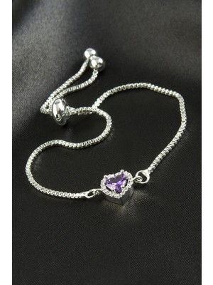 Pileli Store Kalp Zirkon Taşlı Asansörlü Bileklik ( Ciddi Ilişki Bilekliği)