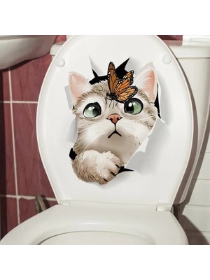 Pileli Store Decohandy Klozet Etiketi Kedi Vs Kelebek