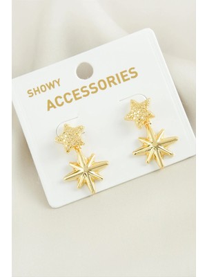 Pileli Store Yıldız Trend Metal Küpe