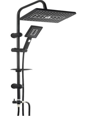 Pileli Store Lüks Robot Duş Seti Mat Siyah Dikdörtgen | Çok Fonksiyonlu Yağmur Robot Duş Sistemi Siyah