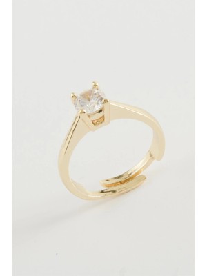 Pileli Store Zirkon Tek Taşlı Yüzük